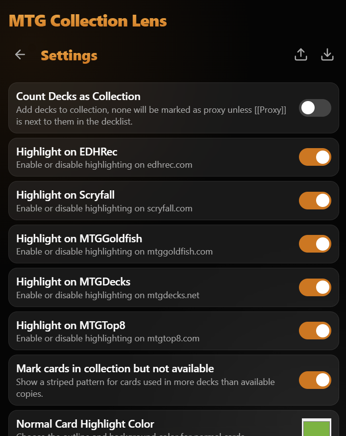 Settings Tab